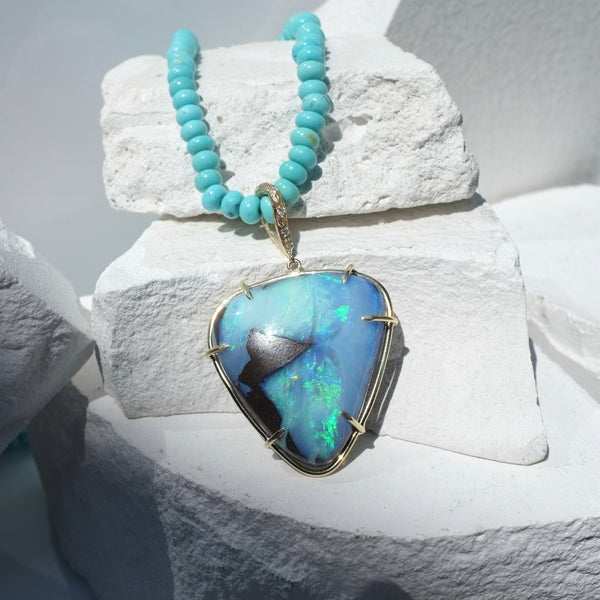 Aqua Opal Necklace | 14k Gold Opal Jewelry | Elisabeth Bell