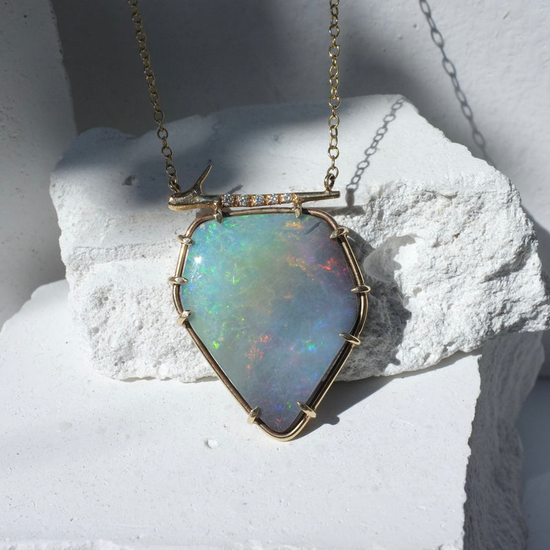 Rainbow Opal Thorn Necklace