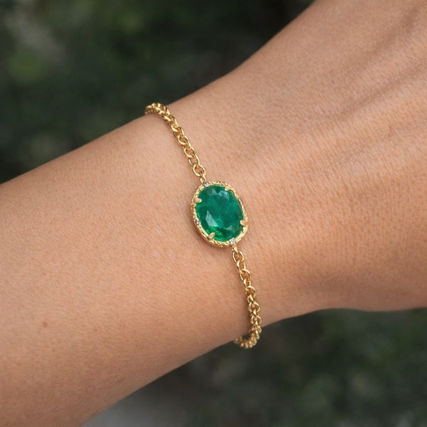 Emerald Light Bracelet | 14k Gold Emerald Jewelry – Elisabeth Bell