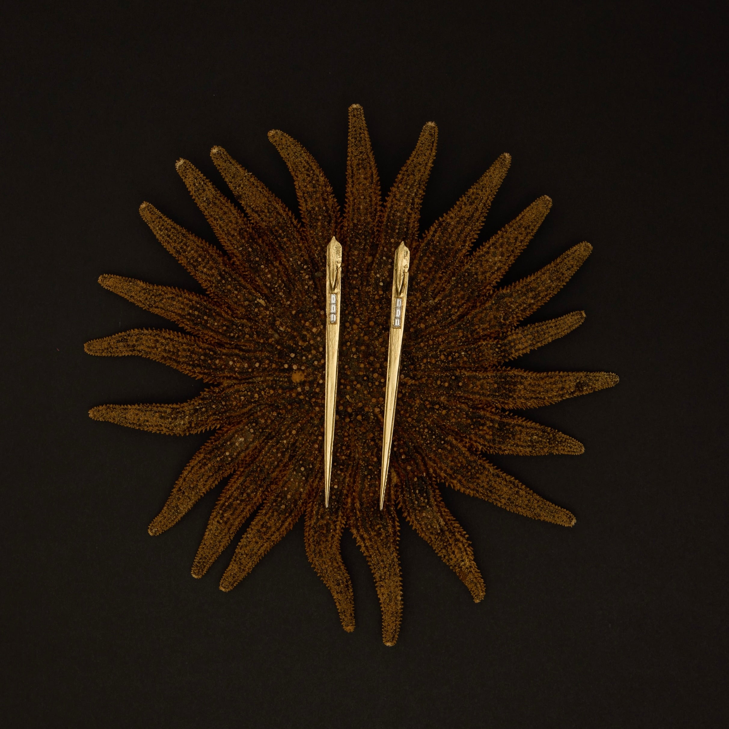 Earrings on an orange background