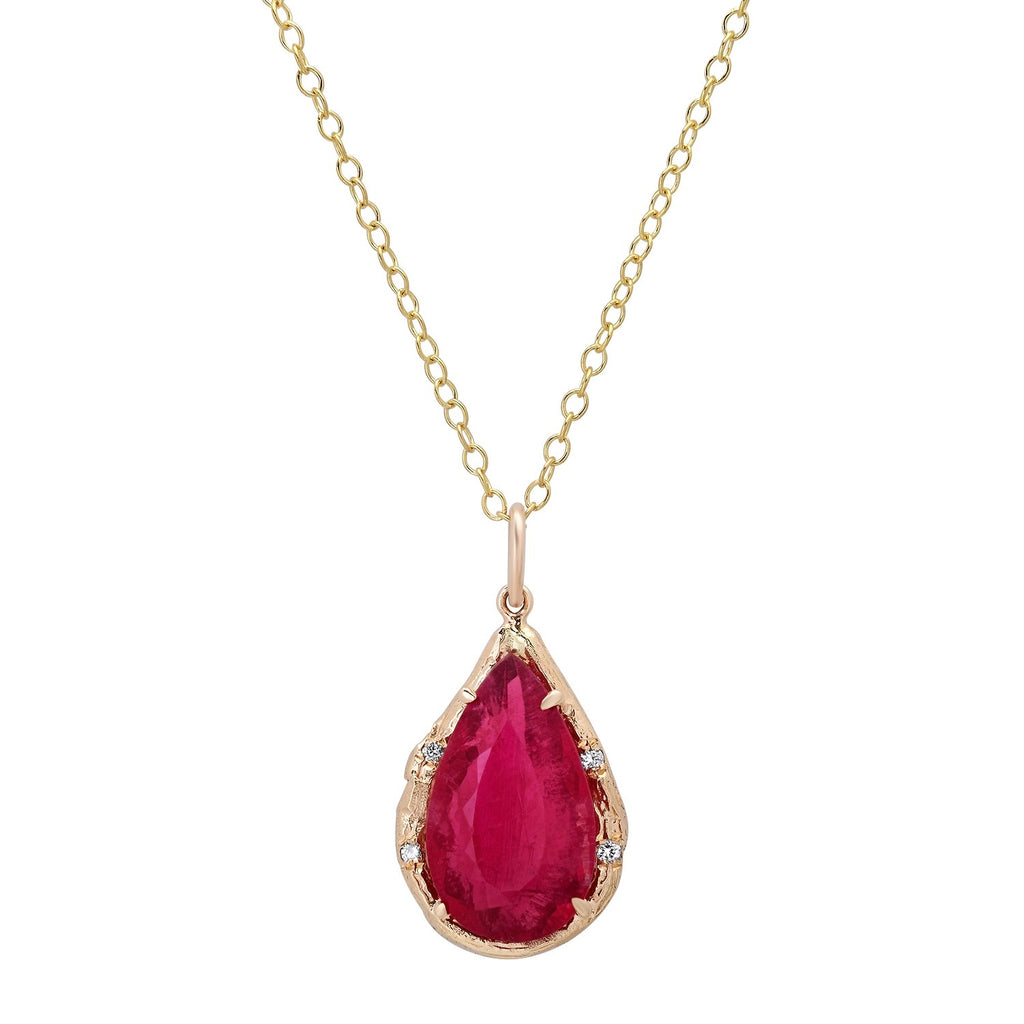 Pink Tourmaline Pear Necklace