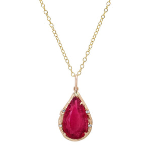 Pink Tourmaline Pear Necklace