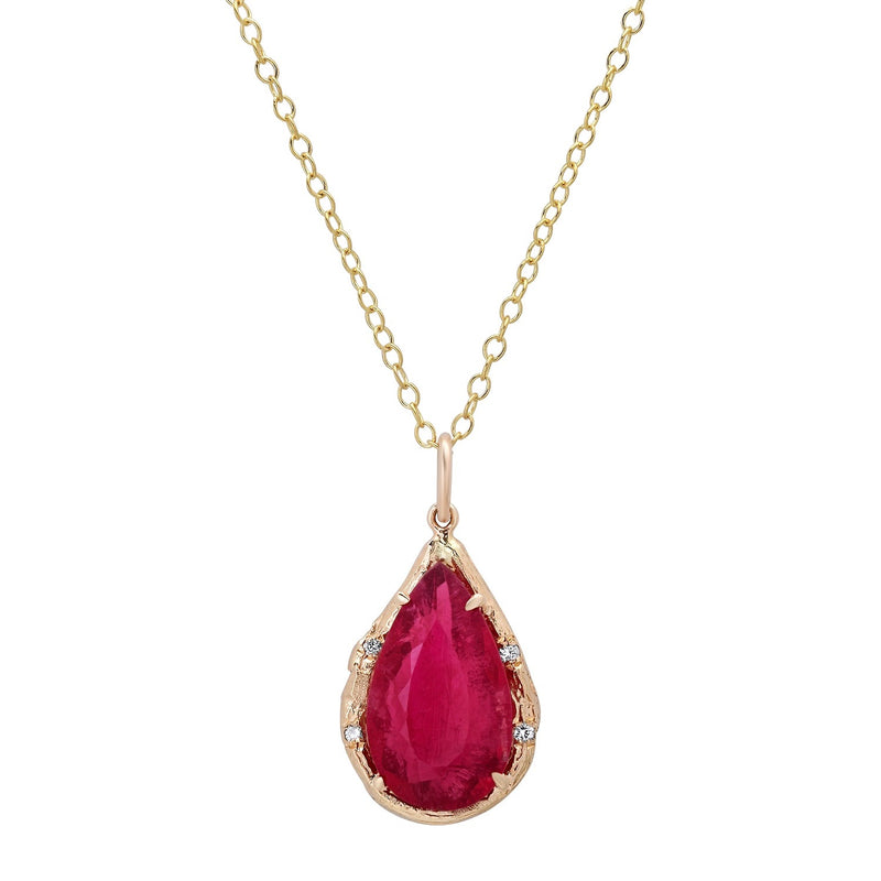 Pink Tourmaline Pear Necklace