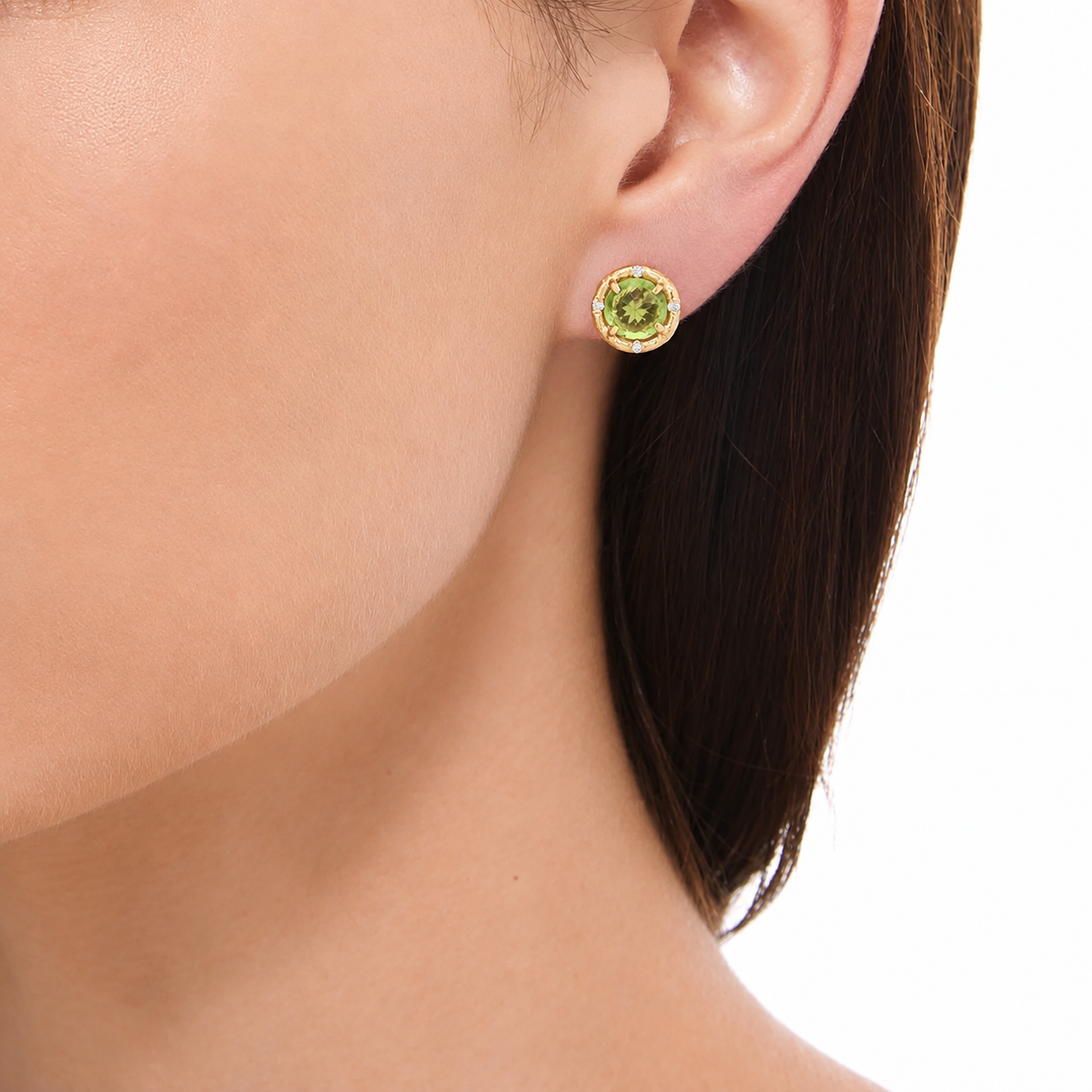Green Tourmaline Round Studs