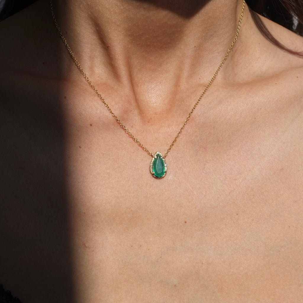 Pear Emerald Necklace