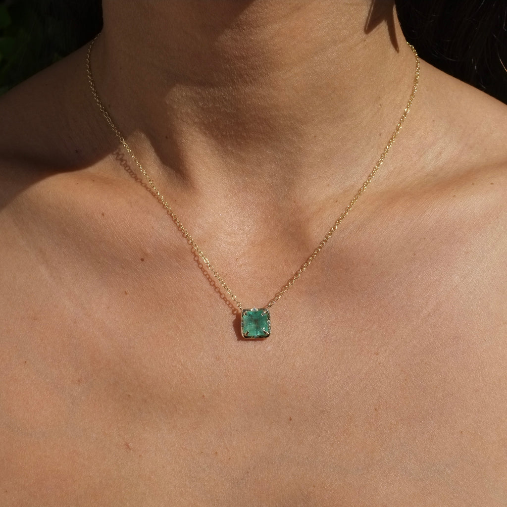 Square Columbian Emerald Necklace