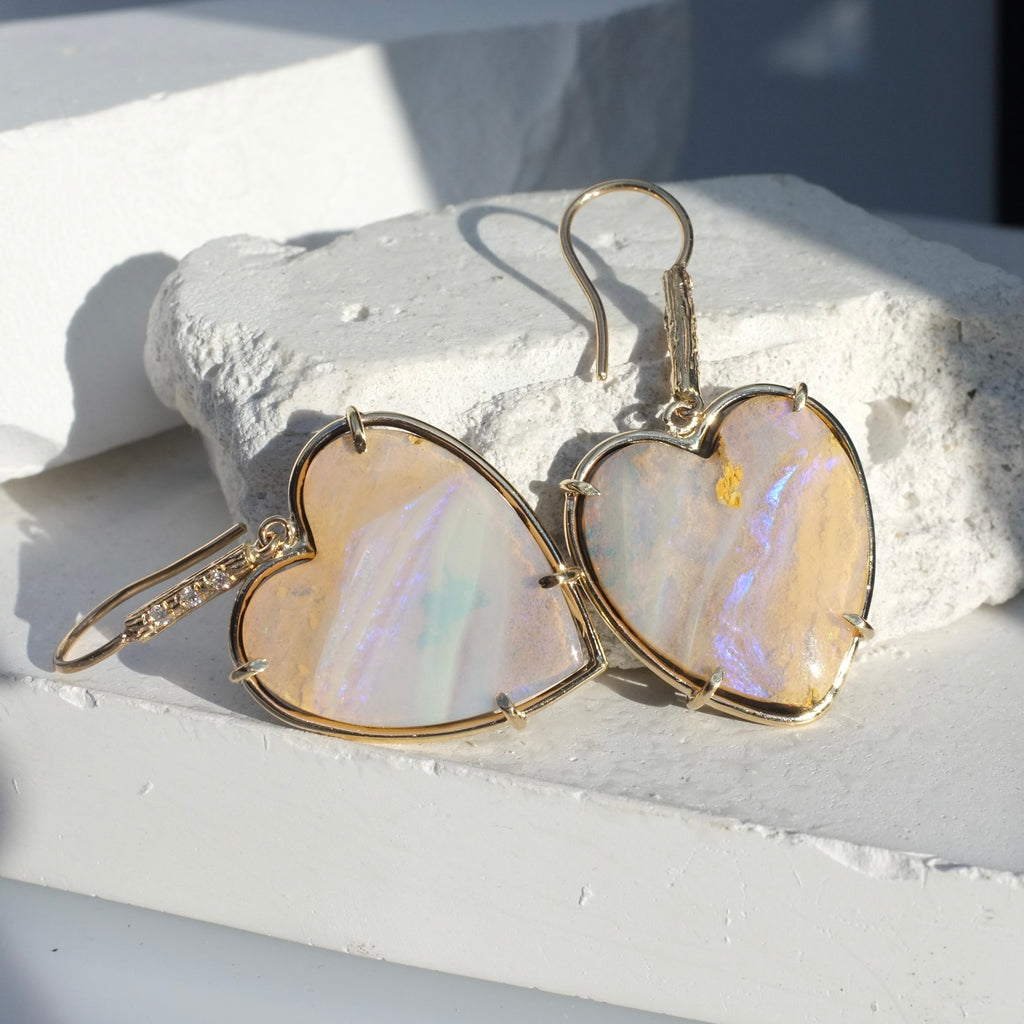 Opal Heart Earrings