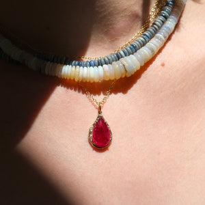 Pink Tourmaline Pear Necklace