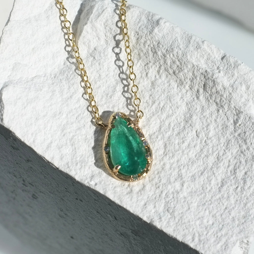 Pear Emerald Necklace