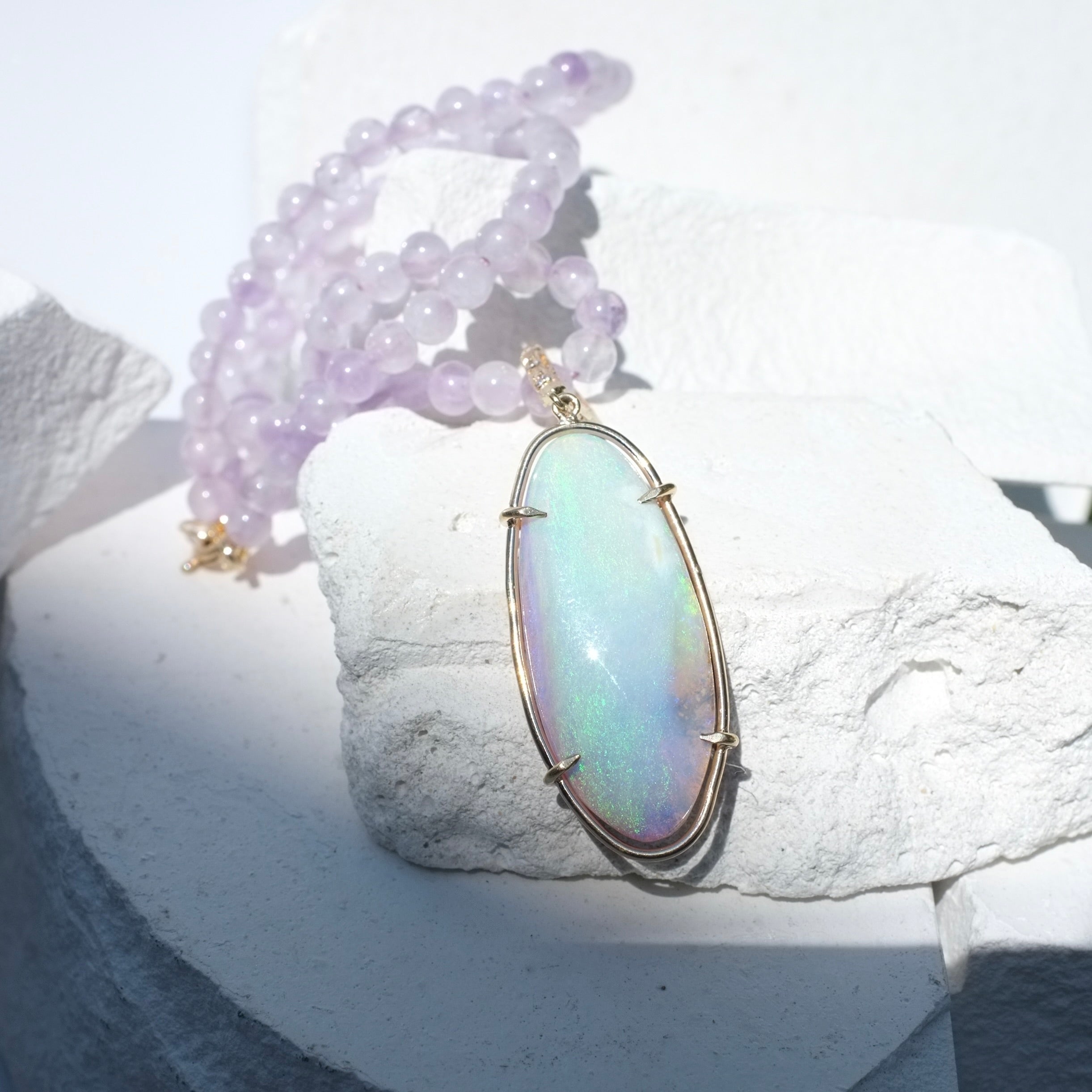 Amethyst Beaded Opal Necklace