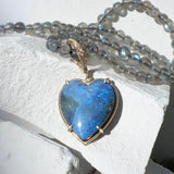 Labradorite Beaded Opal Heart Necklace