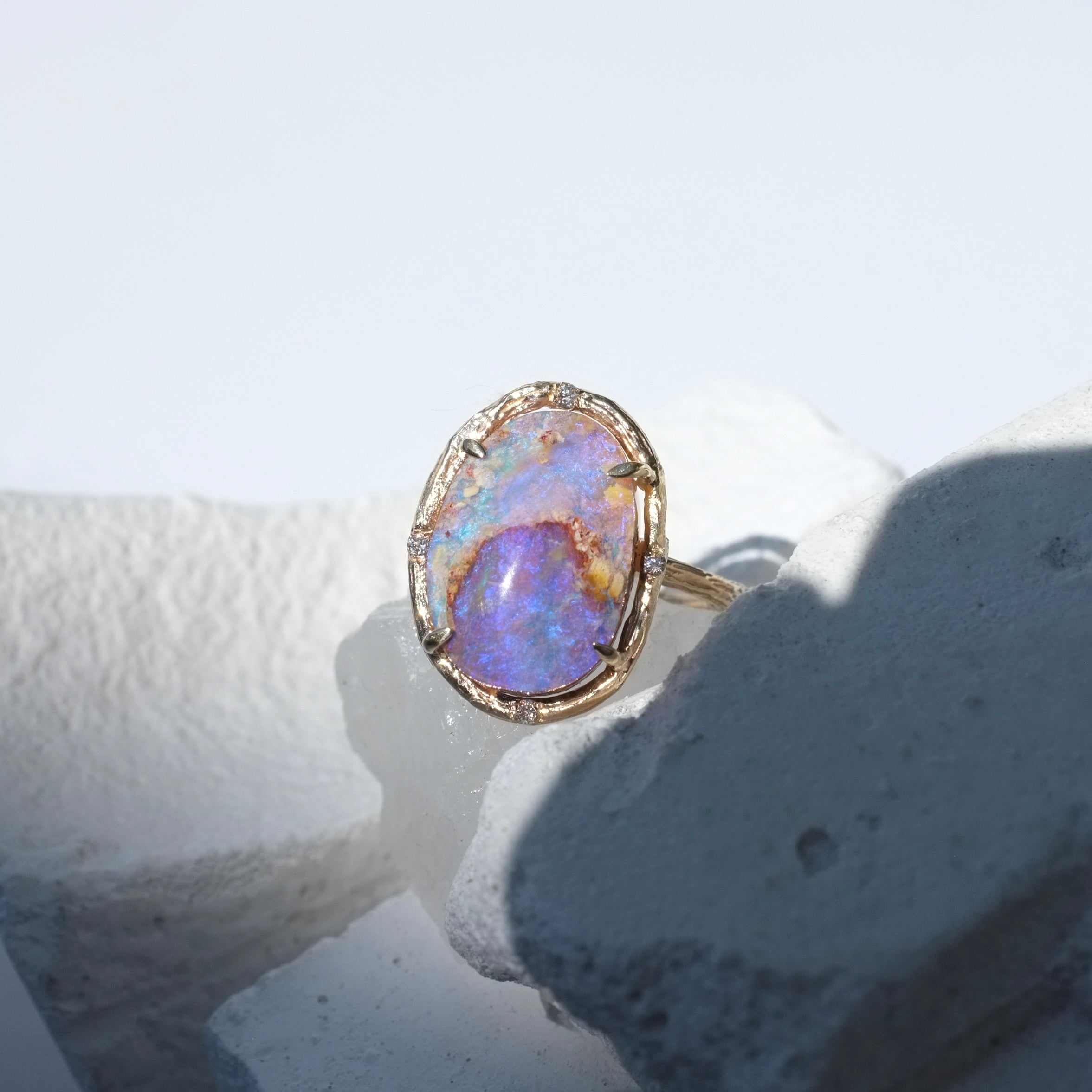 Lilac Sea Opal Ring