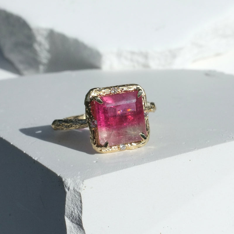 Bright Pink Tourmaline Ring