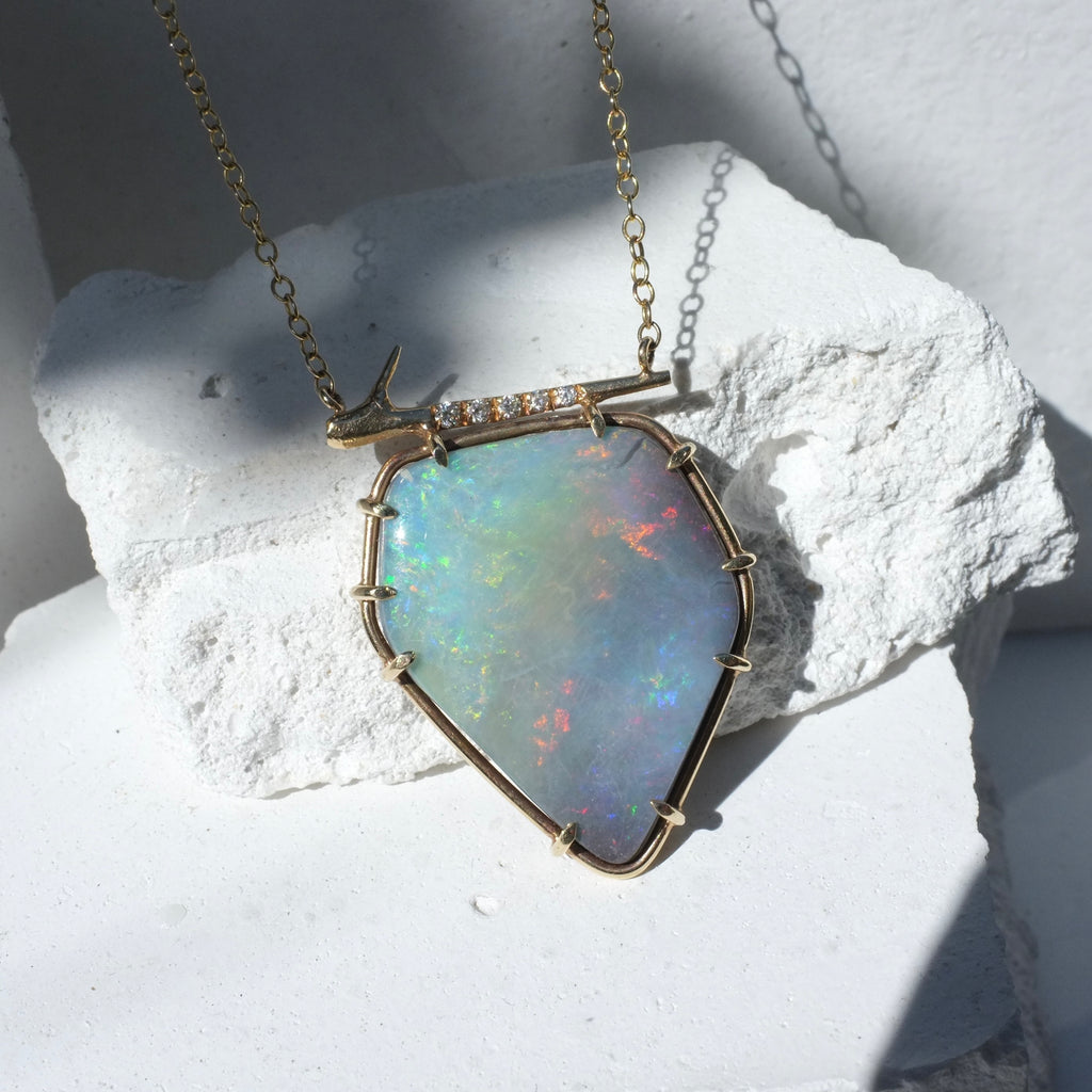 Rainbow Opal Thorn Necklace