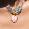 Pink Opal  Heart Necklace