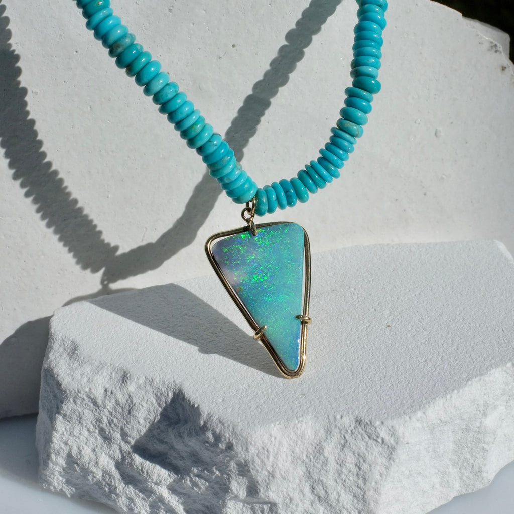 Pinfire Aqua Opal Necklace