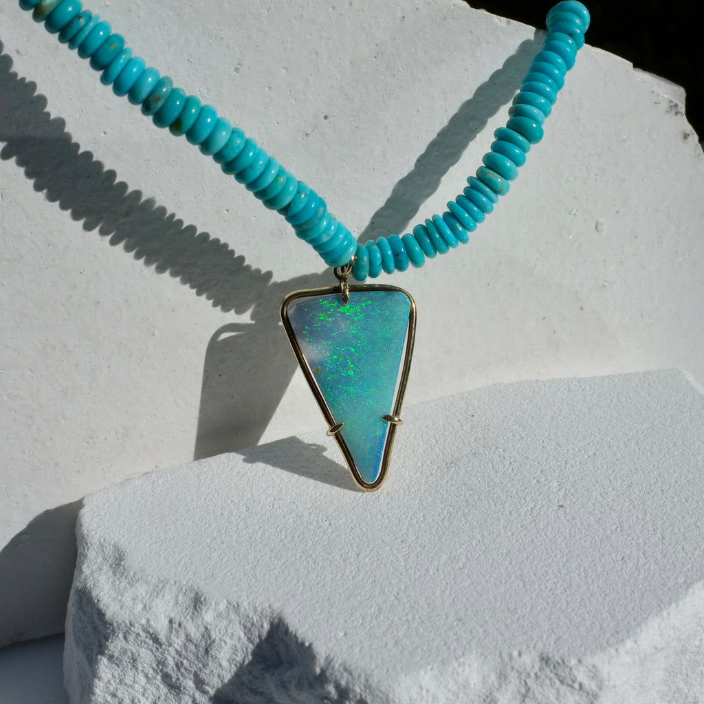 Pinfire Aqua Opal Necklace