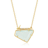 Aquamarine Horizontal Pavé Thorn Necklace photographed on a white background