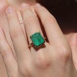 Brazilian Emerald Willow Ring photographed on model