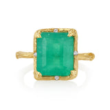 Brazilian Emerald Willow Ring photographed on a white background