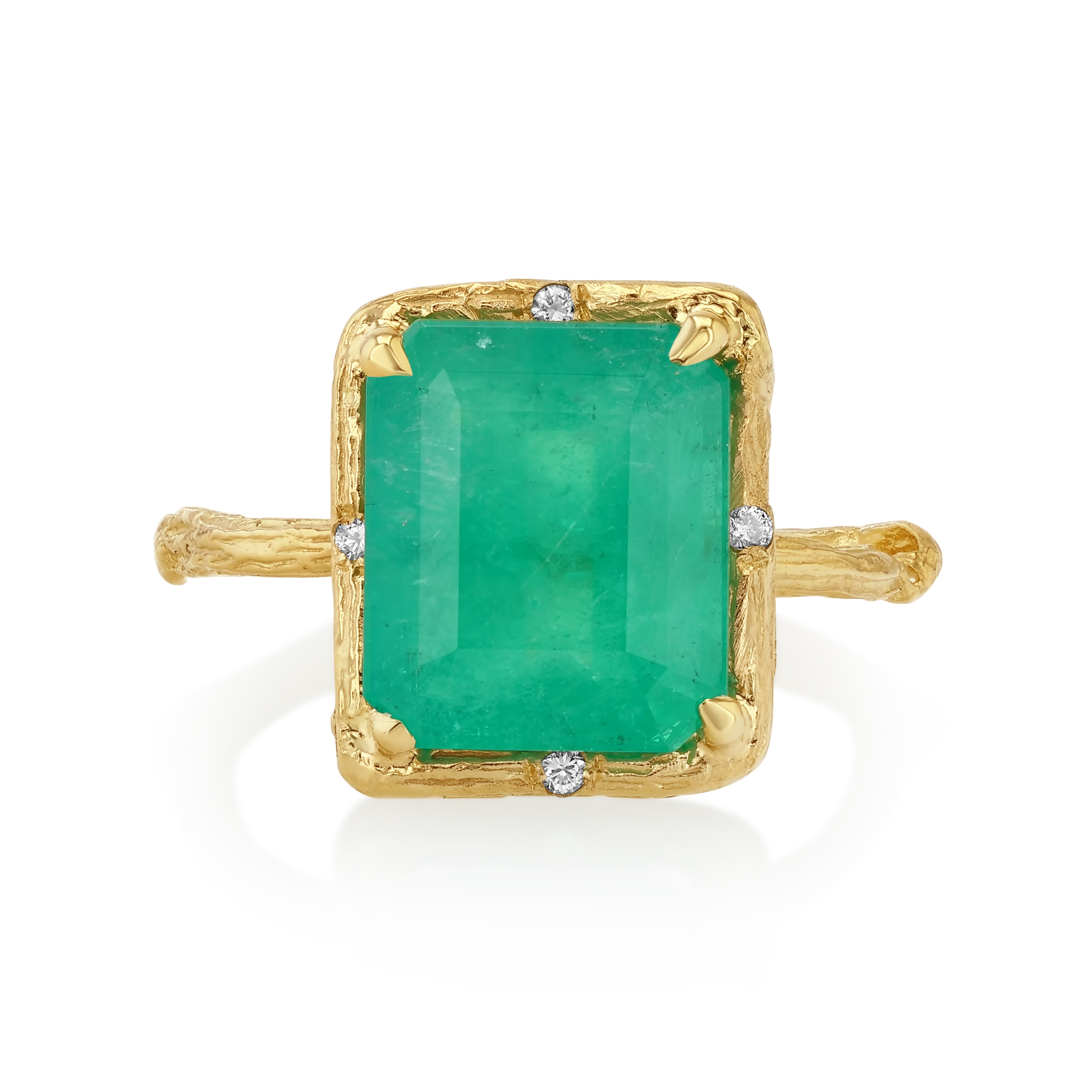 Brazilian Emerald Willow Ring photographed on a white background