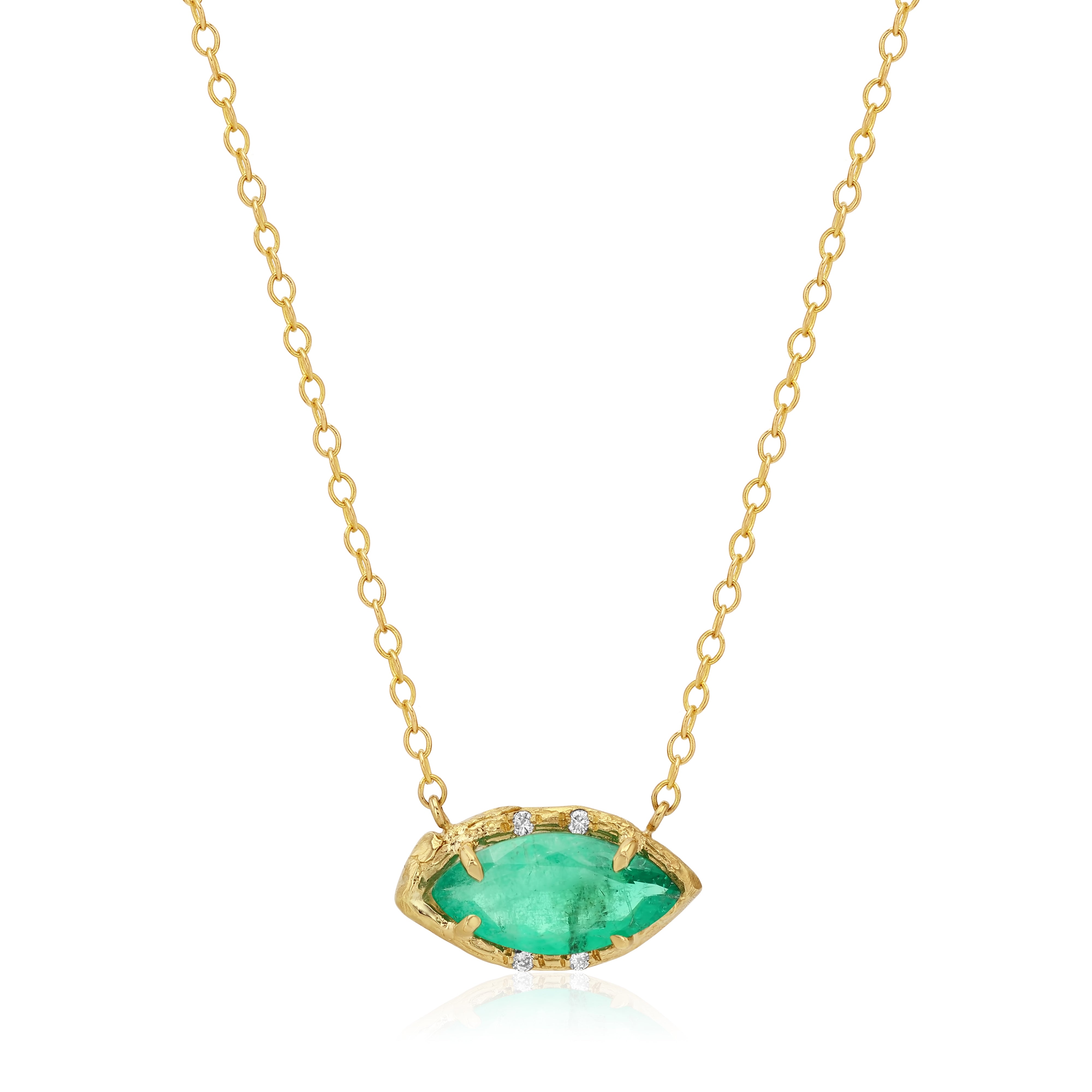 Brazilian Marquise Emerald Willow Necklace photographed on a white background