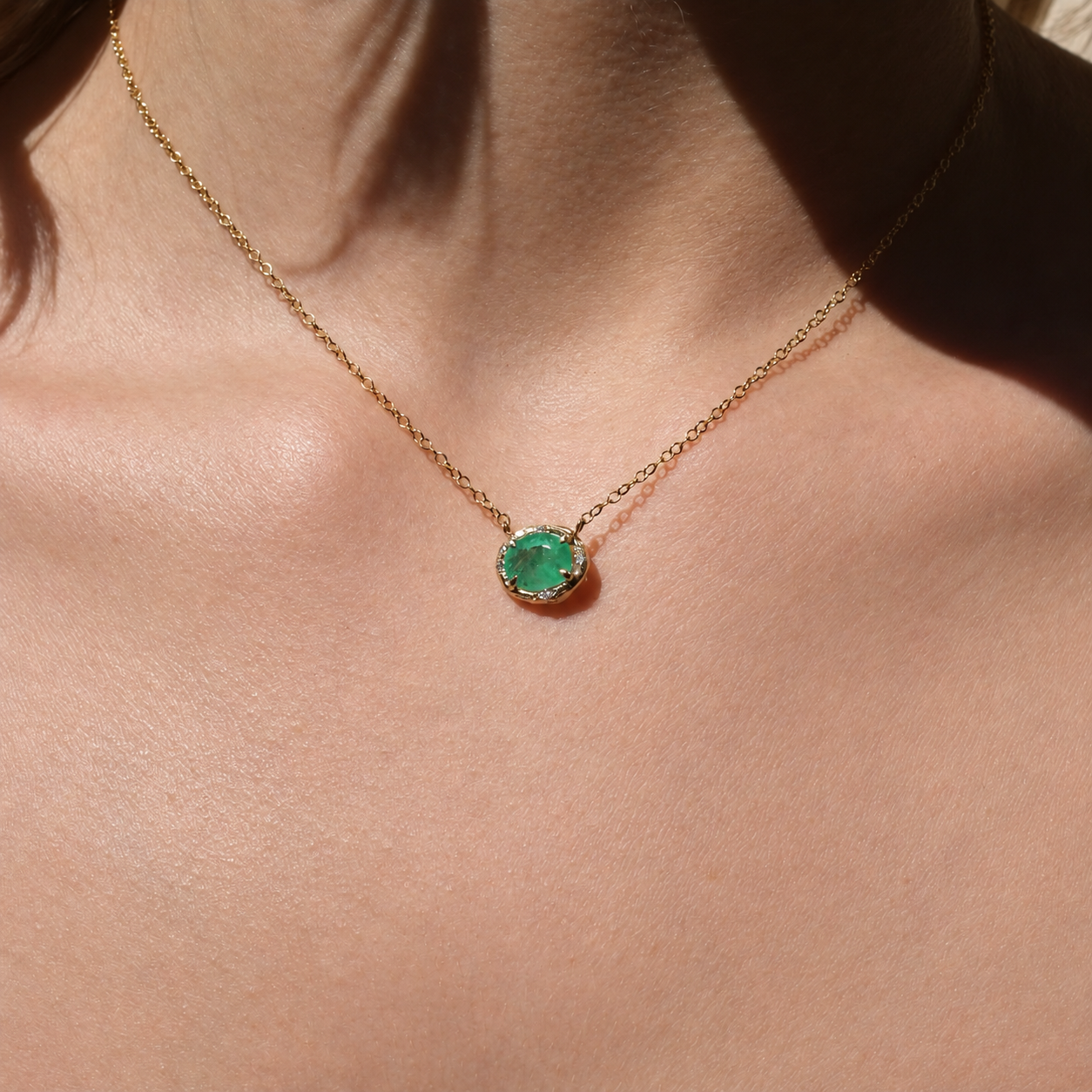 Brazilian Oval Emerald Willow Necklace
