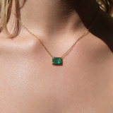 Brazilian Rectangular Emerald Willow Necklace photographed worn