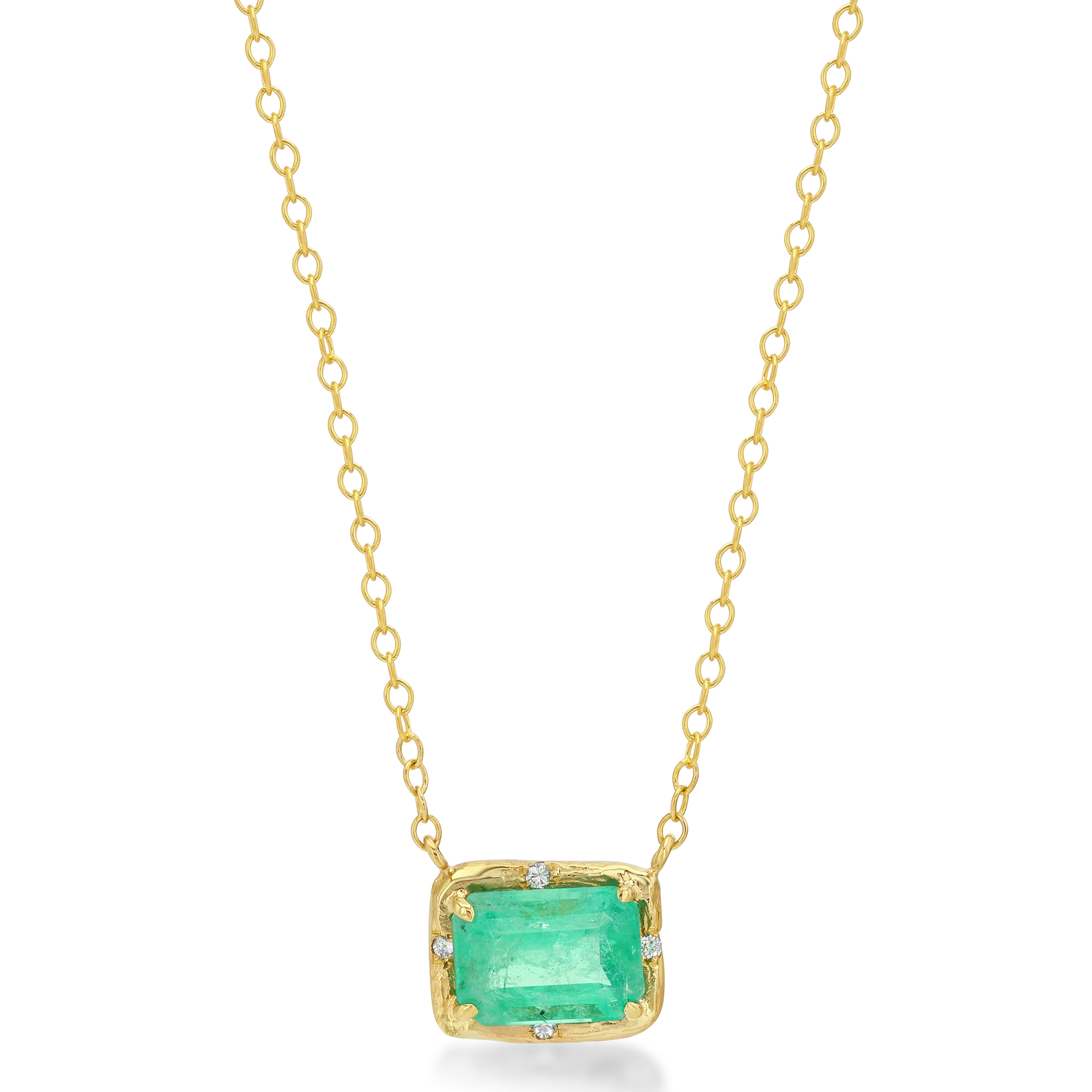 Brazilian Rectangular Emerald Willow Necklace photographed on a white background