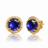 Iolite Pavé Round Stud Earrings photographed on a white background