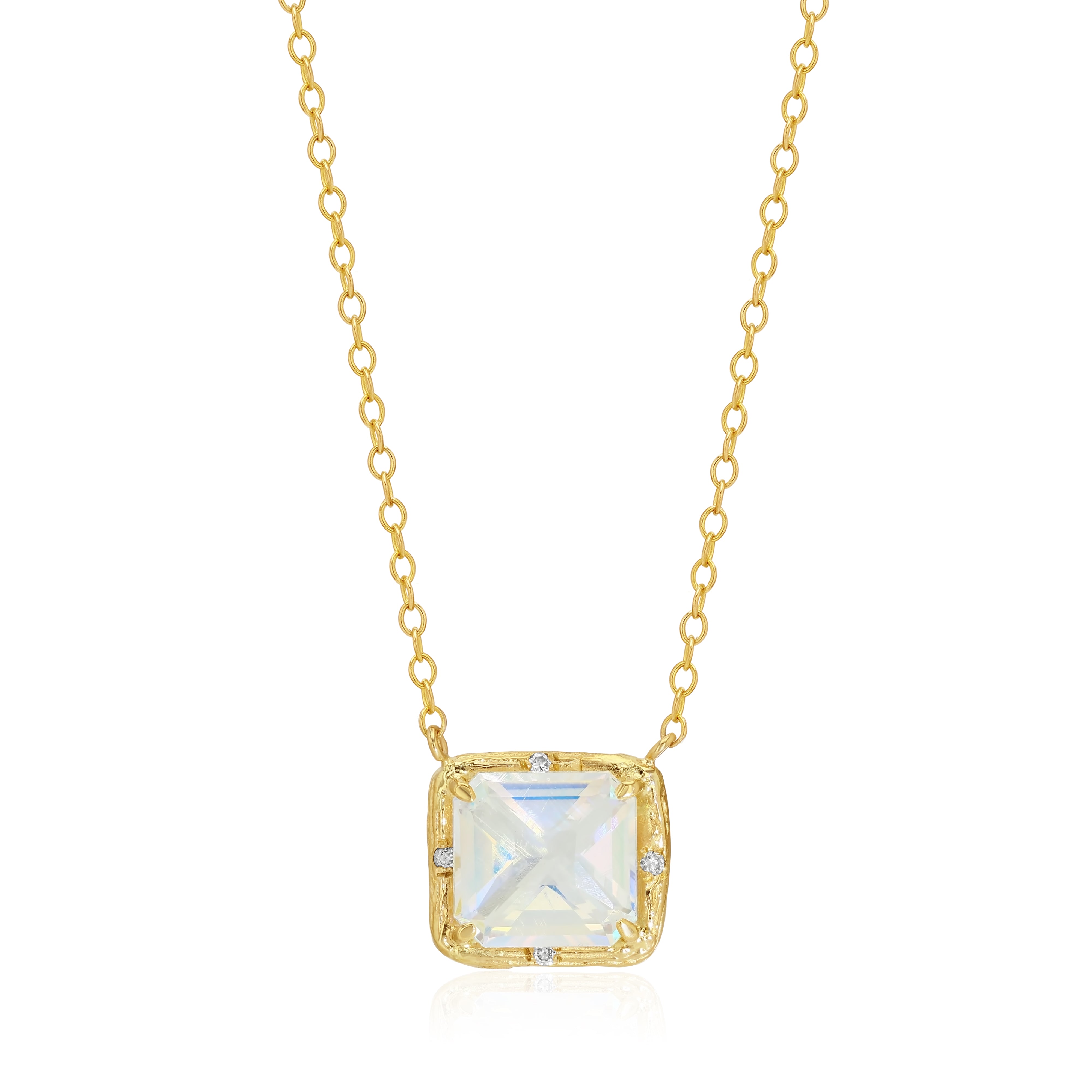 Moonstone Willow Necklace photographed on a white background