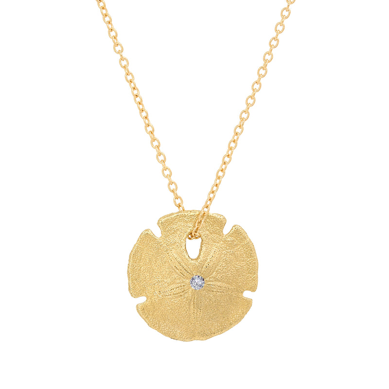 Yellow Gold Sand Dollar Necklace | IceCarats Jewelry