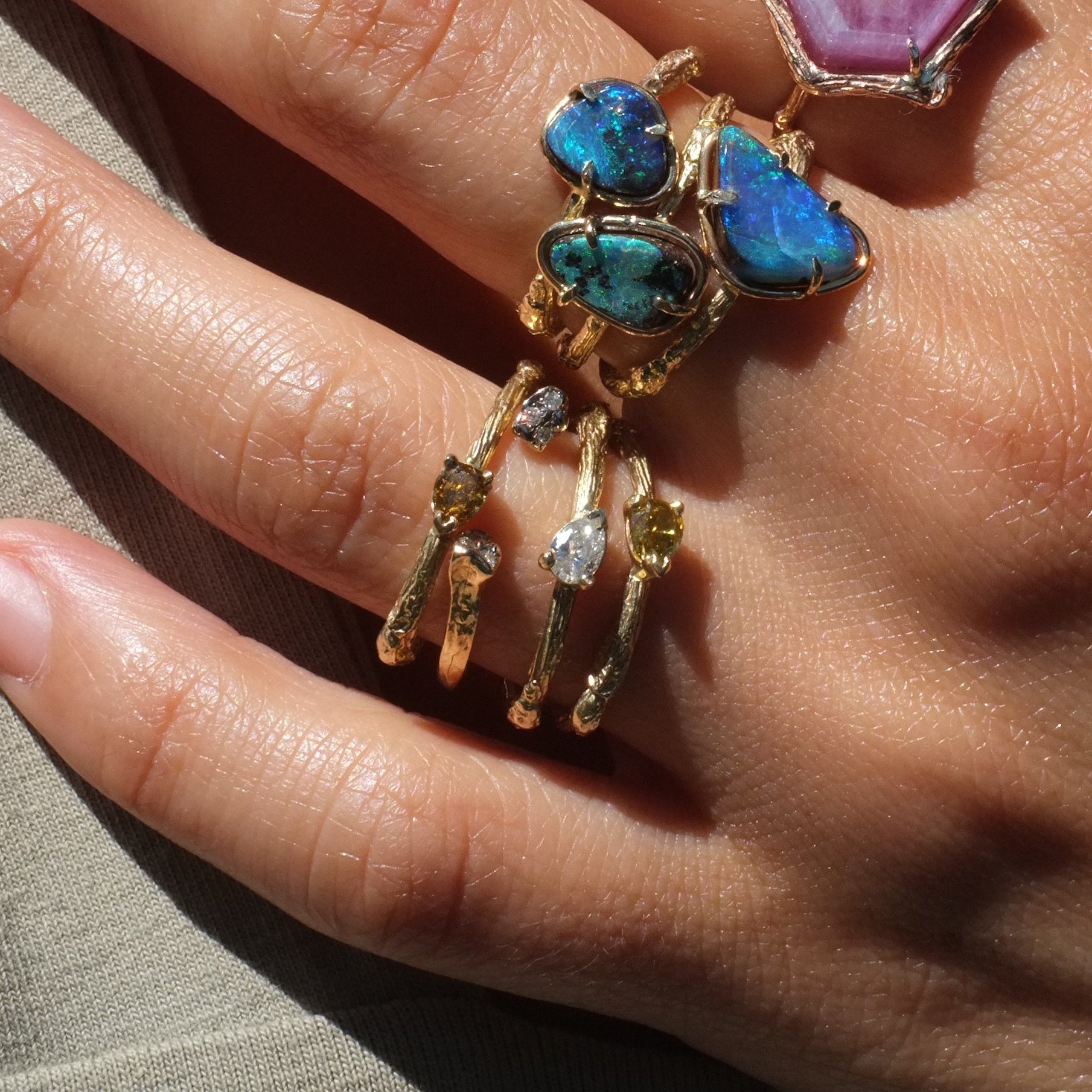 Diamond Pear Willow Ring
