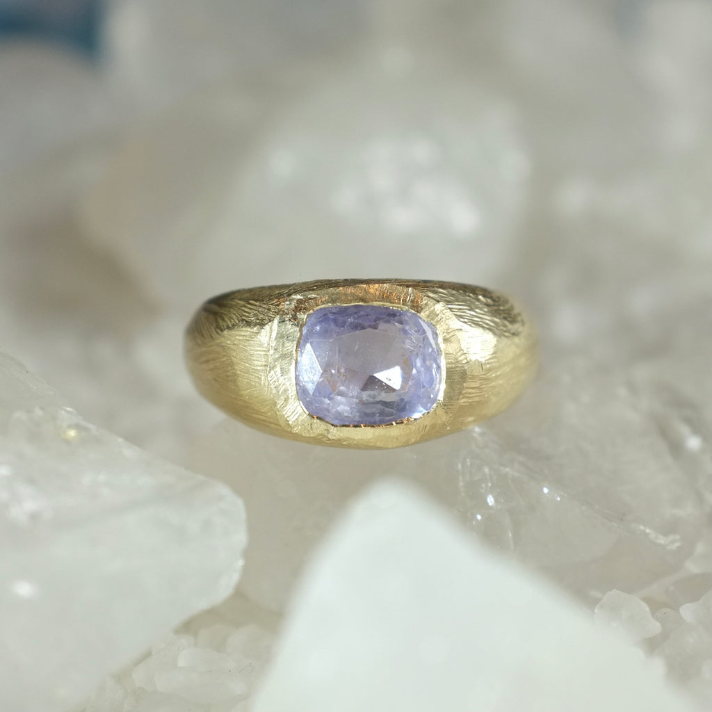 Carved Sapphire Ring