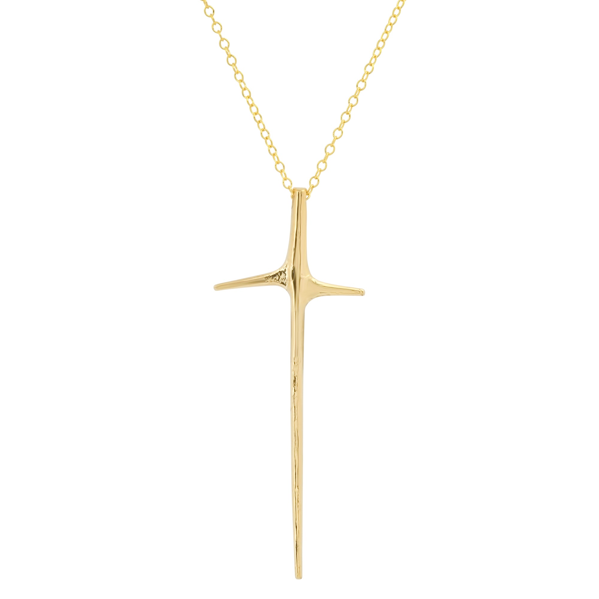 Gold necklace on white background
